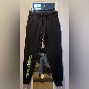 Men’s Black Joggers with Morbid/Keep it Weird Graphic Logo. Size Medium. $10
